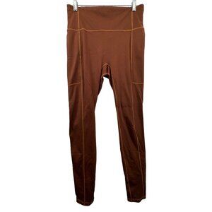 Fabletics Women Leggings Sz S? Motion 365 Brown Athleisure Zip Pocket High Waist